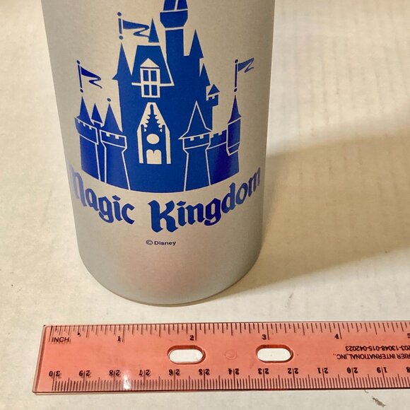 Vintage Disney Magic Kingdom Metal Water Bottle Cinderella Castle Gray Blue 25oz - Picture 12 of 14